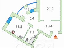 1-к квартира, 61 м², 7/9 эт.
