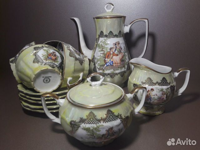Польский зеленый чайный сервиз