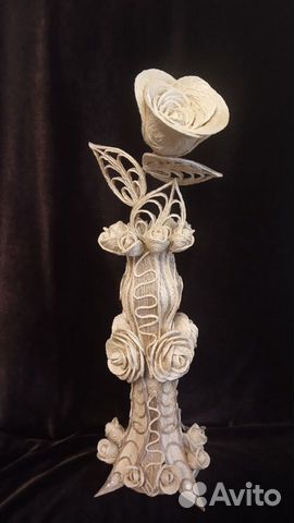 Ваза с розой джут