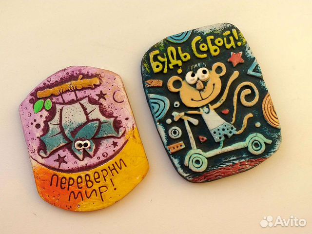 Керамический магнит, ручная работа/сувенир, 2 шт