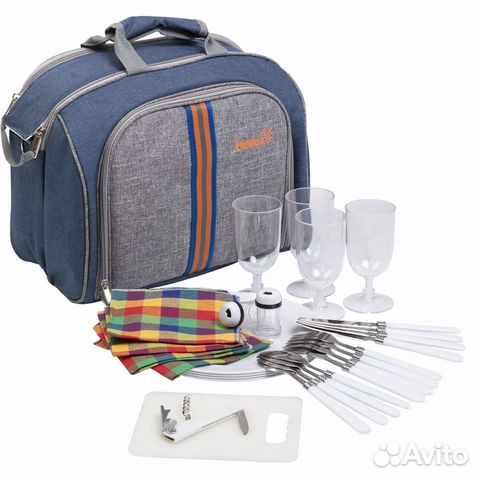 Набор для пикника на 4 персоны синий/серый hs-425s
