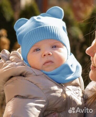 Шапка для мальчика 3-6 мес и снуд amarobaby