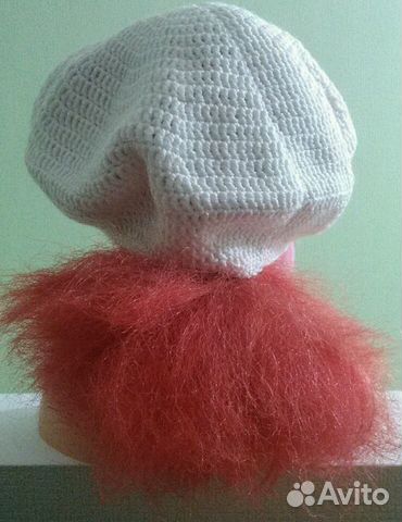 Берет белый ручная работа крючком