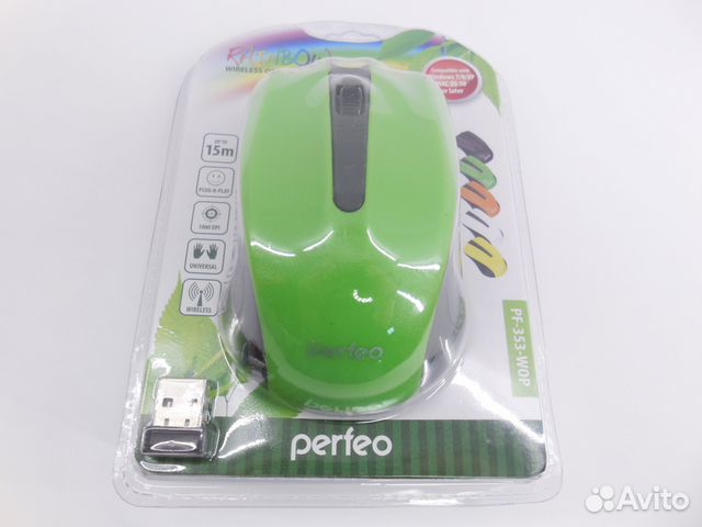 Мышь Perfeo PF-335, беспроводная зеленая