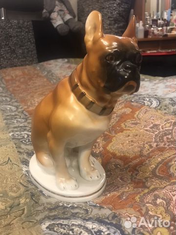 Скульптура из фарфора - Собака Боксер-Бульдог
