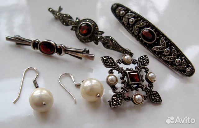 Антикварные Серебряные Броши Гранат Арт деко Антикварные Серебряные Броши Гранат Арт деко