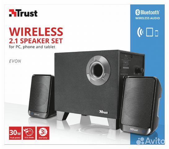 trust evon wireless 2.1 speaker set with bluetooth