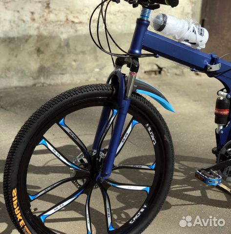 Велосипед на литых дисках. Синий. Складной. А43897
