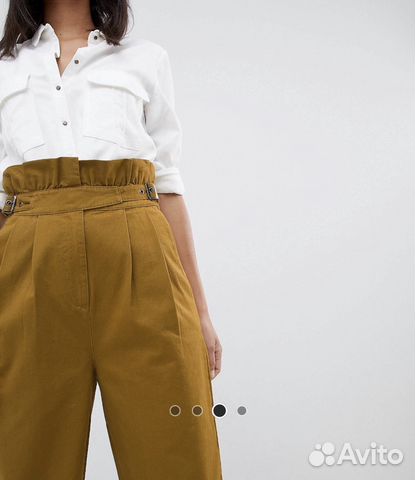 Брюки чинос высокая посадка ASOS