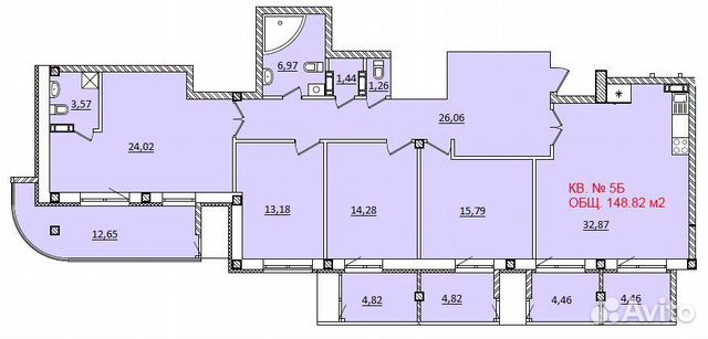 4-к квартира, 155 м², 23/24 эт.