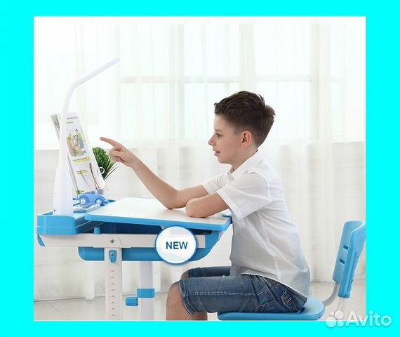 Растущая парта для дома со стулом +Лампа + Коврик