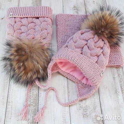 Комплекты мама и дочка шапка и снуд