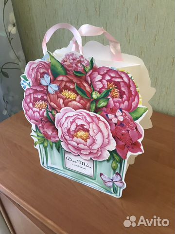 Пакет-открытка подарочный с цветами