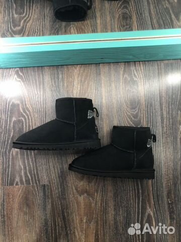 Угги ugg Australian Чёрные мини со стразами