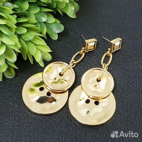 Серьги Пуговицы Пуговки золотистые Серьги Пуговицы Пуговки золотистые