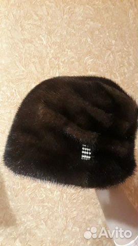 Шапка норковая коричневая