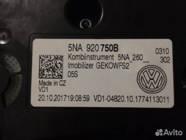 Панель приборов VW 5NA 920 750B