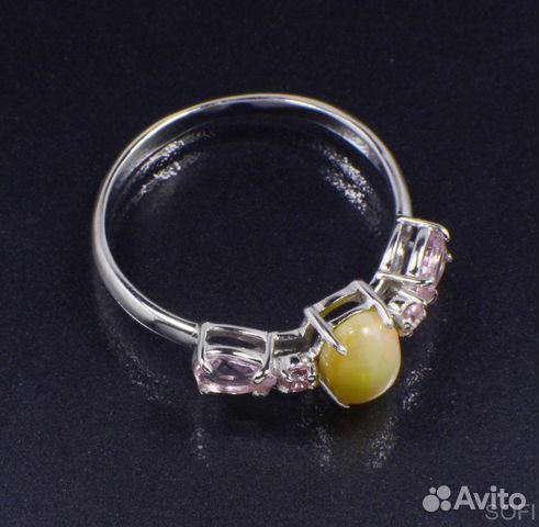 Серебряное кольцо с опалом и фианитом натуральным