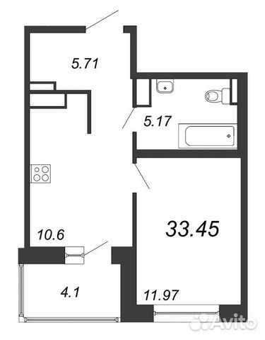 1-к квартира, 33.5 м², 3/20 эт.