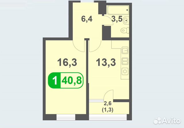 1-к квартира, 40.8 м², 12/19 эт.