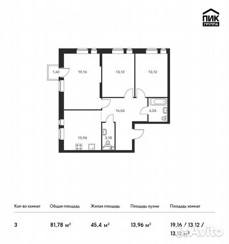 3-к квартира, 81.8 м², 5/18 эт. 3-к квартира, 81.8 м², 5/18 эт.