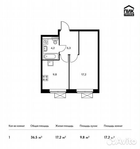 1-к квартира, 36.5 м², 13/15 эт. 1-к квартира, 36.5 м², 13/15 эт.