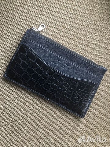 Кошелек на молнии из кожи крокодила и козы