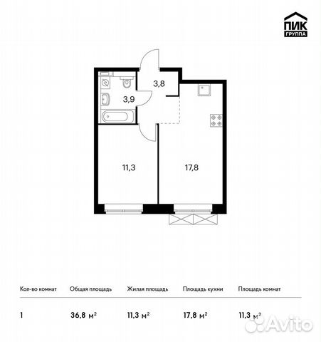 1-к квартира, 36.8 м², 12/16 эт. 1-к квартира, 36.8 м², 12/16 эт.