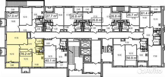 3-к квартира, 76.2 м², 1/25 эт.