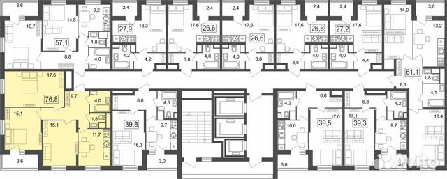 3-к квартира, 76.8 м², 17/25 эт.