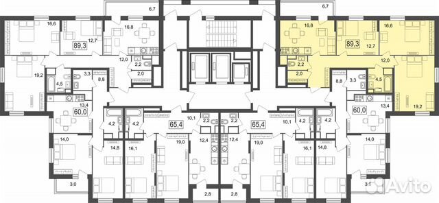 3-к квартира, 89.3 м², 21/25 эт.