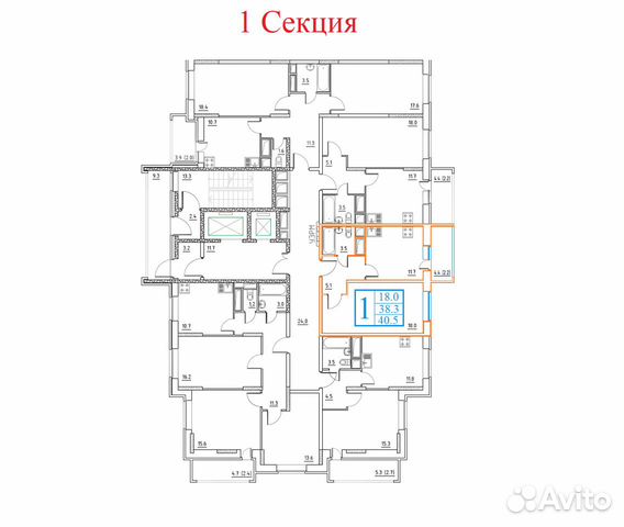 1-к квартира, 40.5 м², 7/17 эт.
