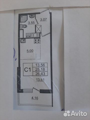 Студия, 25.2 м², 9/18 эт. Студия, 25.2 м², 9/18 эт.