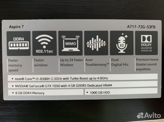 Ноутбук Acer Aspire7 A717-72G-53F8