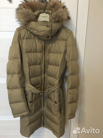 Женский пуховик Burberry, зима, S, бежевый