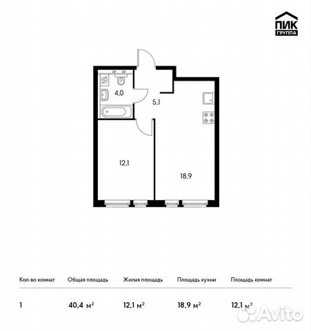 1-к квартира, 40.4 м², 29/33 эт. 1-к квартира, 40.4 м², 29/33 эт.