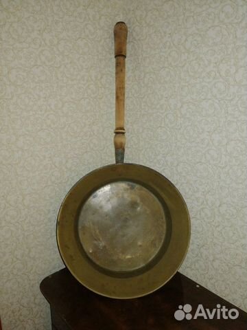 Лутунный старинный таз с ручкой (р-р большой)