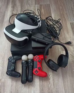 PS 4 Pro+VR+2 геймпада+камера+2Move+наушники+игры