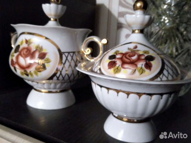 Конфетница с крышкой СССР и сахарница