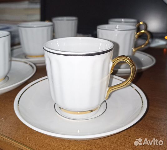 Набор фарфоровых кофейных чашек с блюдцами СССР