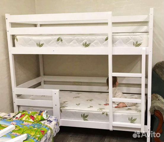 Двухъярусная кровать детская белая С