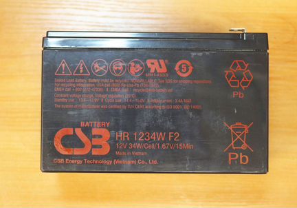 Новый аккумулятор для ибп 12V 9Ah CSB HR 1234W F2