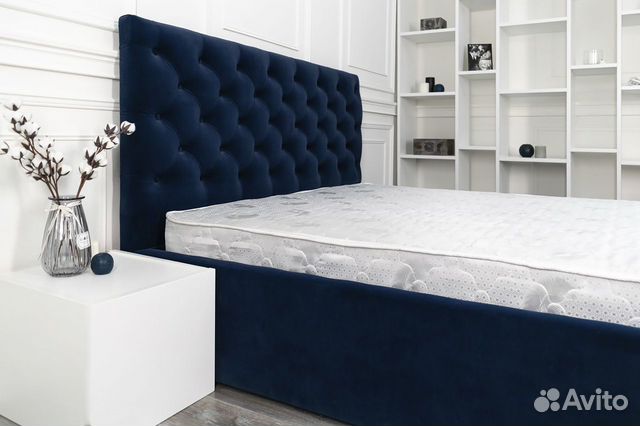 Кровать 160х200 Барокко синий