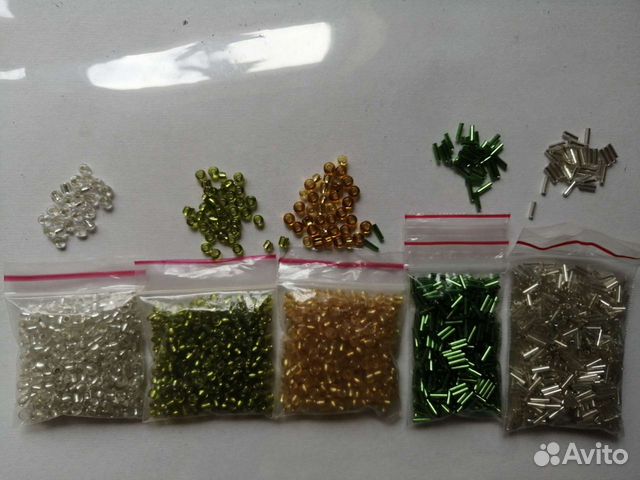 Бисер0.6 и стеклярус 5пак 100гр. Цена за всё