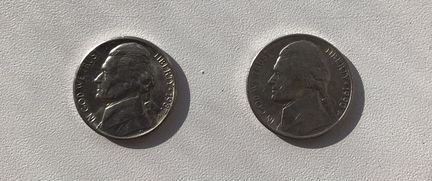 Монеты liberty five cents 1987,1990