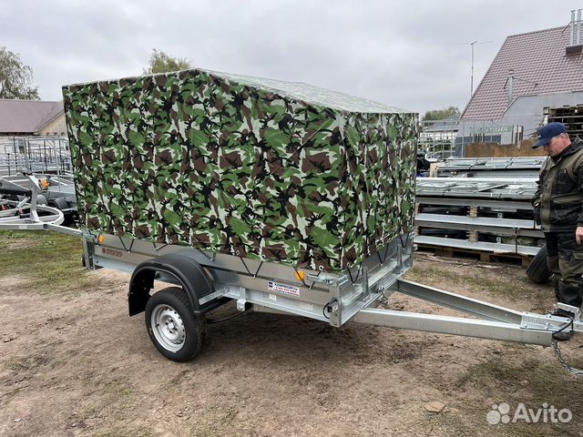 Прицеп 2.6х1.35 Трейлер Прораб тент 1500 мм хаки