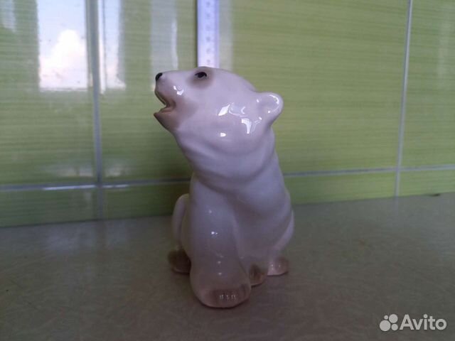 Статуэтка Белый медвежонок лфз фарфор СССР 50-60 г