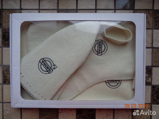 Комплект баня - сауна лого Volvo шерсть подарочная