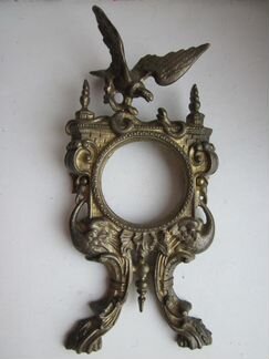 Старинная бронза Каминные часы Орёл Конь ручка