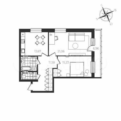 2-к. квартира, 78,1 м², 7/20 эт.